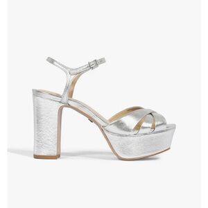 Schutz KEEFA SANDAL silver new without box size 7 see all images. Tried on w/ de